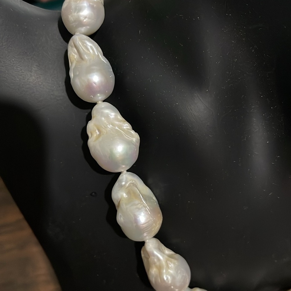 Genuine Natural Irregular Baroque Freshwater Large Pearl Choker Necklace - Picture 6 of 12